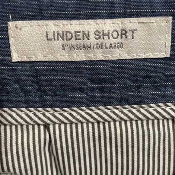 New Flat Front Blue Striped Linden Chino Short 30” - Picture 5 of 6